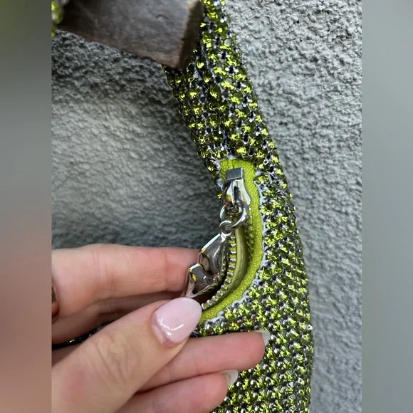 H&M RHINESTONE-EMBELLISHED MINI BAG Lime Green